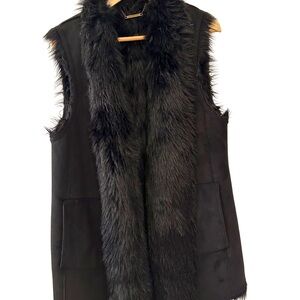 Marc New York Black Faux Fur Vest